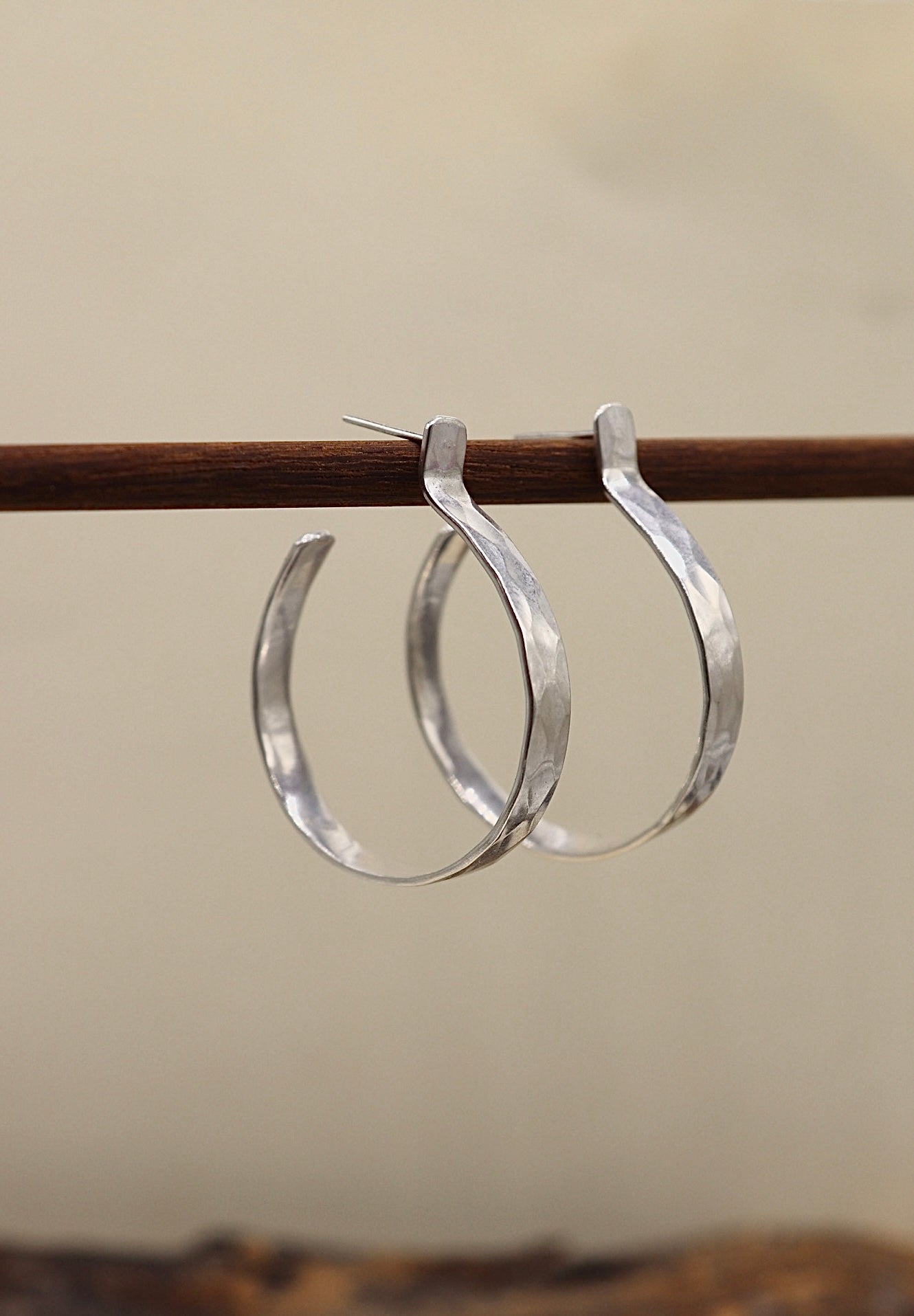 Hammered hoops 1 1/2 “